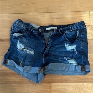KanCan Dark Blue Ripped Jean Shorts